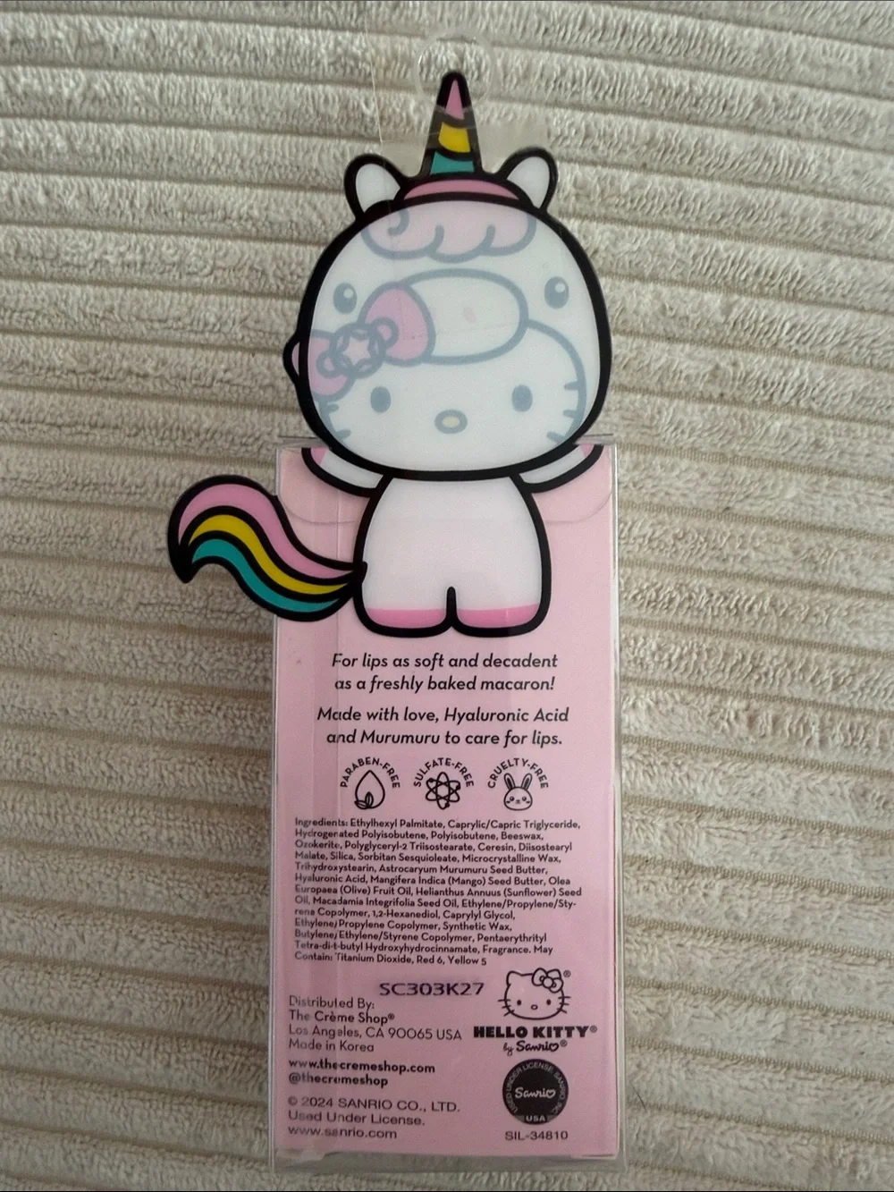 Hello Kitty the Crème Shop Macaron Lip Balm – White & Pink NIB